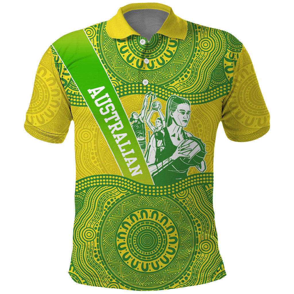 Australian Diamonds Netball Polo Shirt Indigenous Aboriginal Art Style Dot Pattern Graphics