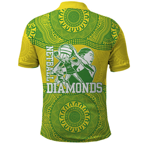 Australian Diamonds Netball Polo Shirt Indigenous Aboriginal Art Style Dot Pattern Graphics
