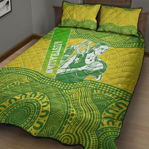 Australian Diamonds Netball Quilt Bed Set Indigenous Aboriginal Art Style Dot Pattern Graphics