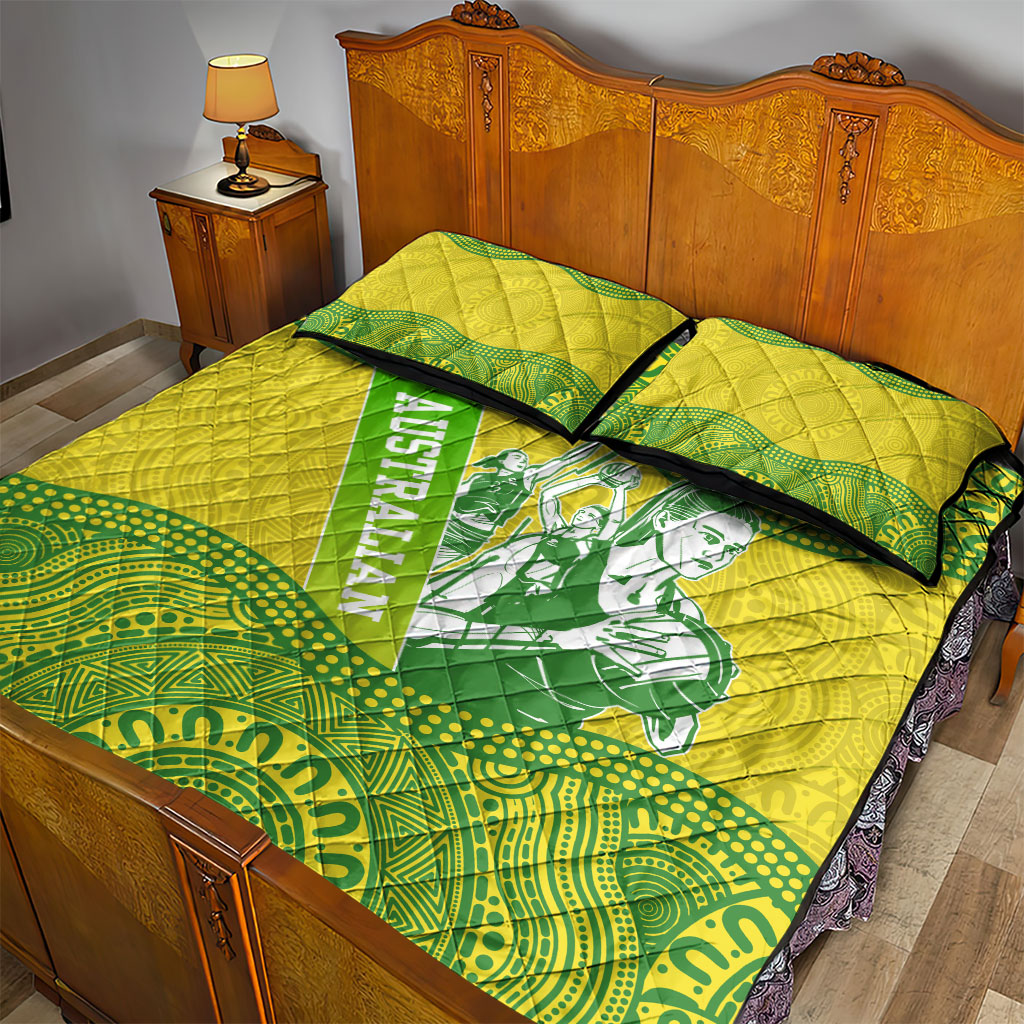 Australian Diamonds Netball Quilt Bed Set Indigenous Aboriginal Art Style Dot Pattern Graphics