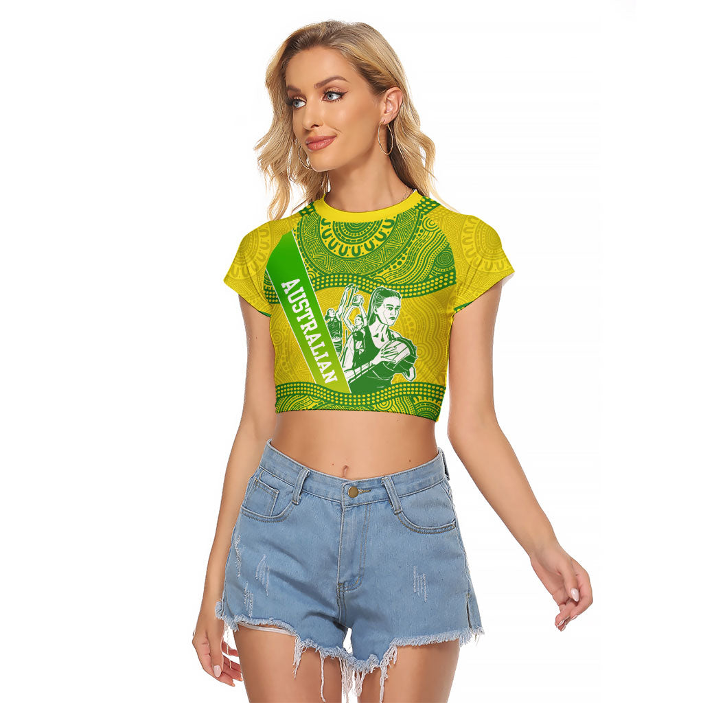 Australian Diamonds Netball Raglan Cropped T Shirt Indigenous Aboriginal Art Style Dot Pattern Graphics