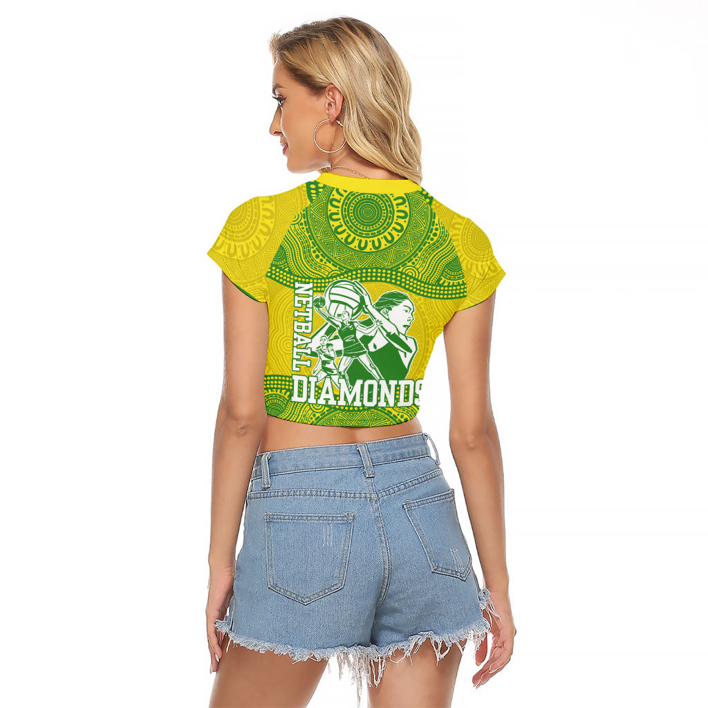 Australian Diamonds Netball Raglan Cropped T Shirt Indigenous Aboriginal Art Style Dot Pattern Graphics