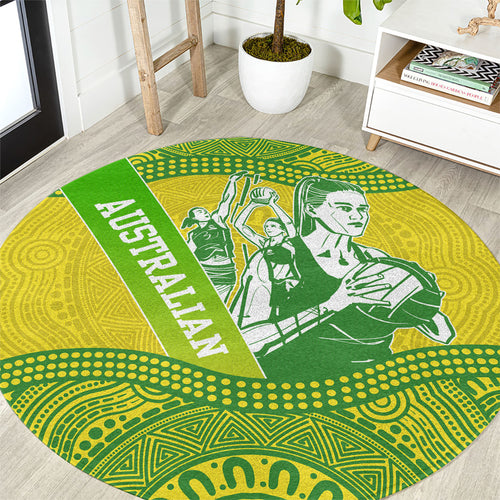 Australian Diamonds Netball Round Carpet Indigenous Aboriginal Art Style Dot Pattern Graphics