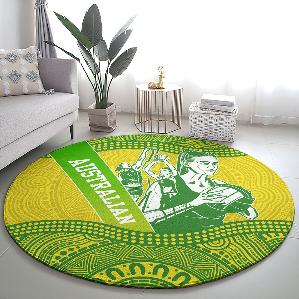 Australian Diamonds Netball Round Carpet Indigenous Aboriginal Art Style Dot Pattern Graphics