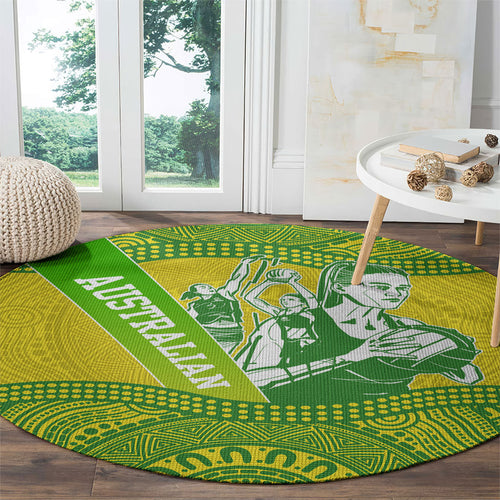 Australian Diamonds Netball Round Carpet Indigenous Aboriginal Art Style Dot Pattern Graphics