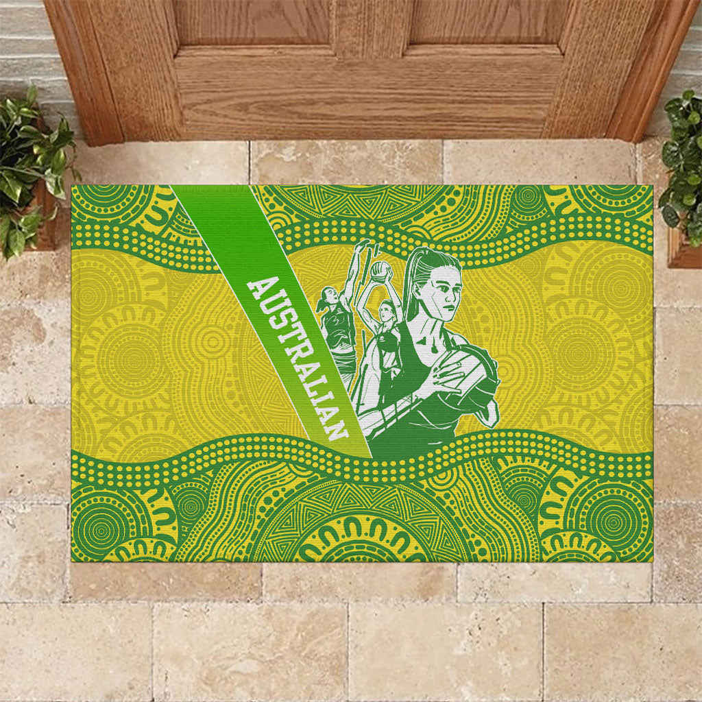 Australian Diamonds Netball Rubber Doormat Indigenous Aboriginal Art Style Dot Pattern Graphics