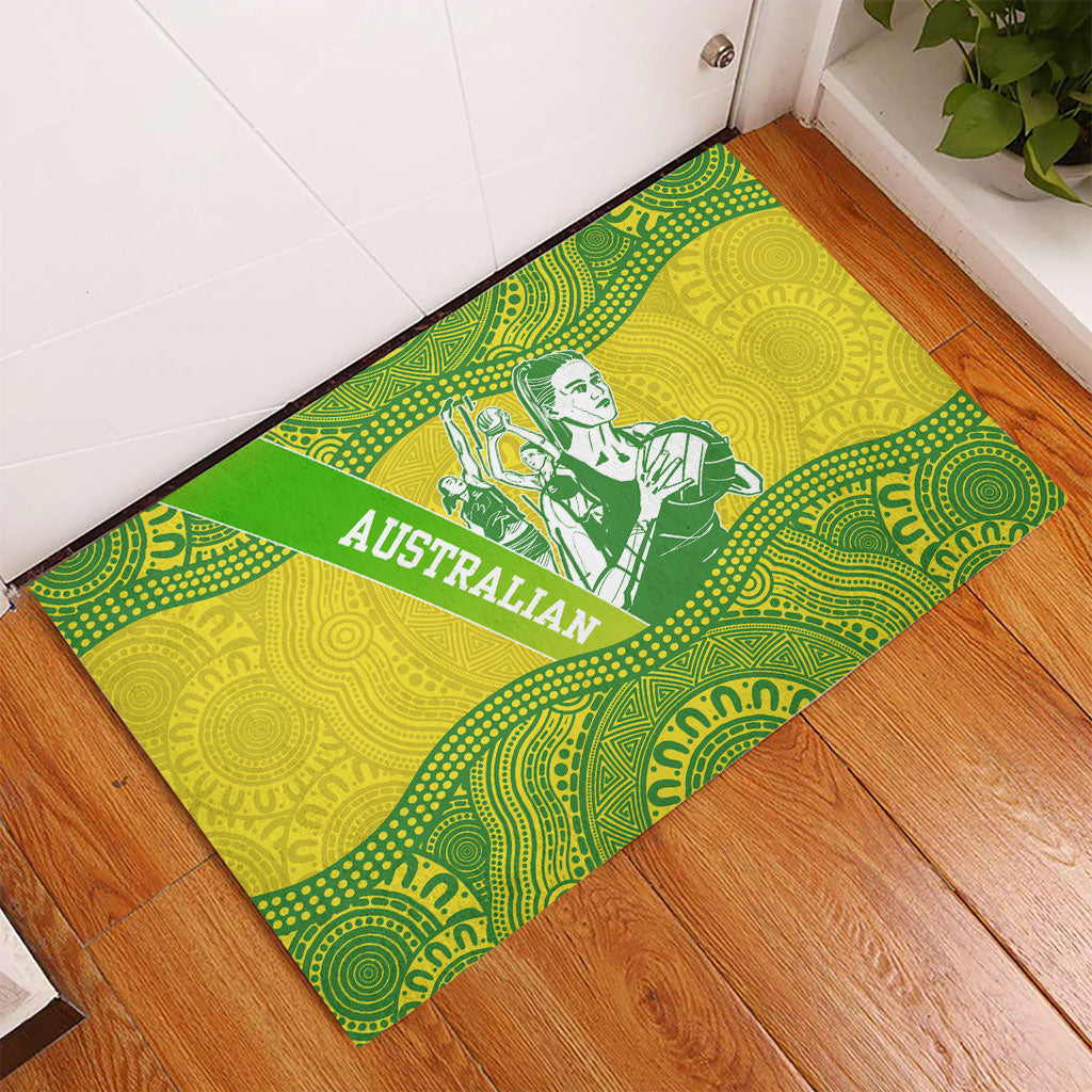 Australian Diamonds Netball Rubber Doormat Indigenous Aboriginal Art Style Dot Pattern Graphics