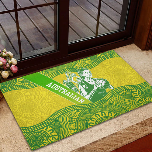 Australian Diamonds Netball Rubber Doormat Indigenous Aboriginal Art Style Dot Pattern Graphics