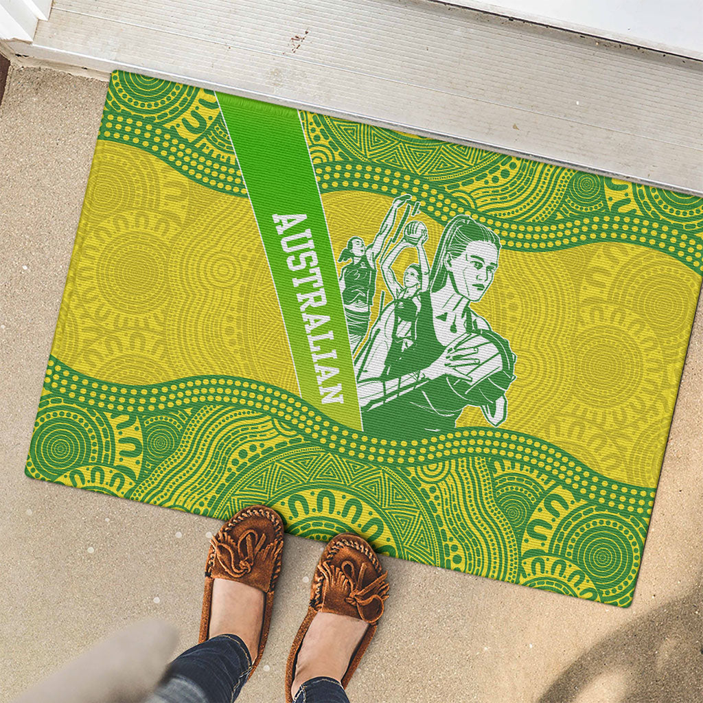 Australian Diamonds Netball Rubber Doormat Indigenous Aboriginal Art Style Dot Pattern Graphics