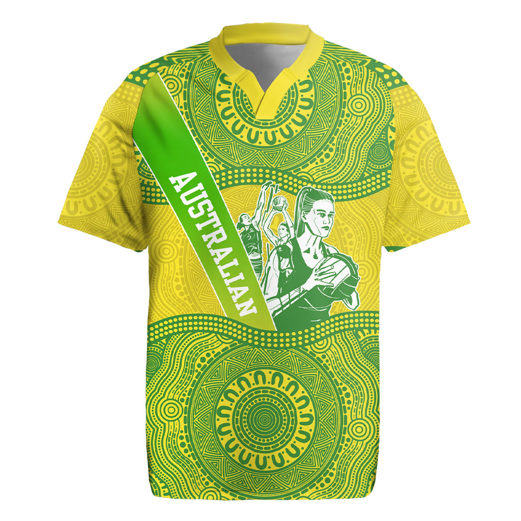 Australian Diamonds Netball Rugby Jersey Indigenous Aboriginal Art Style Dot Pattern Graphics