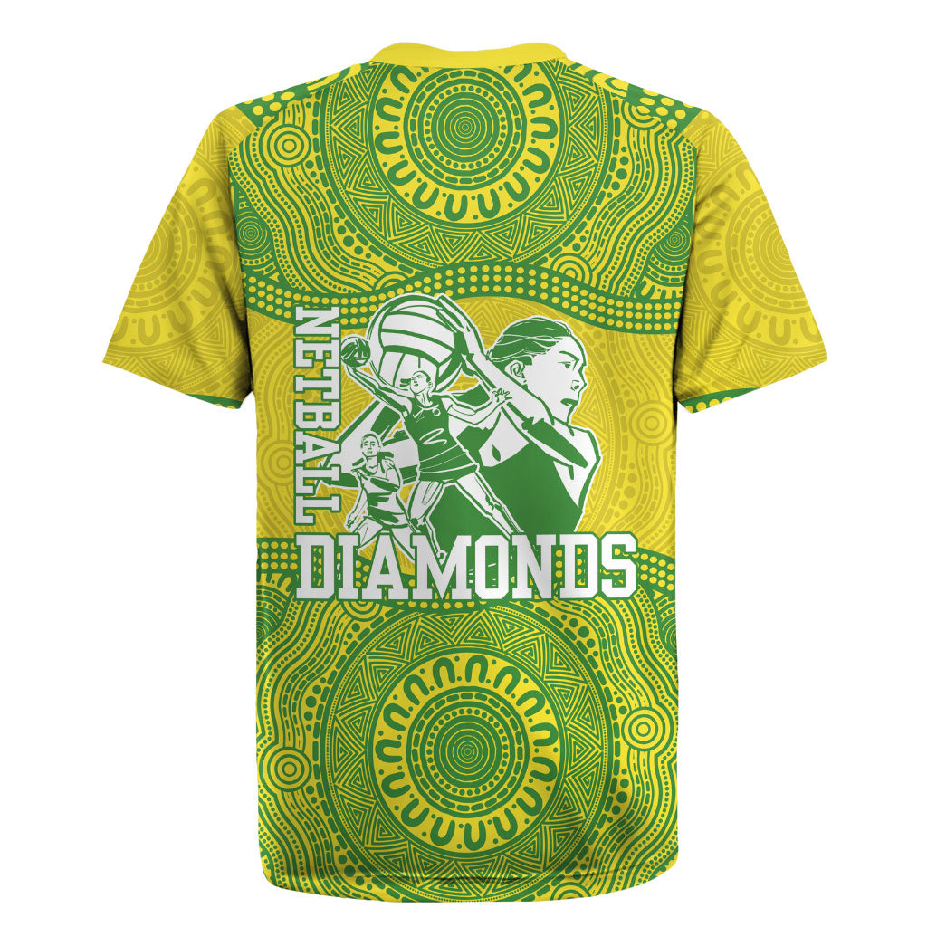 Australian Diamonds Netball Rugby Jersey Indigenous Aboriginal Art Style Dot Pattern Graphics