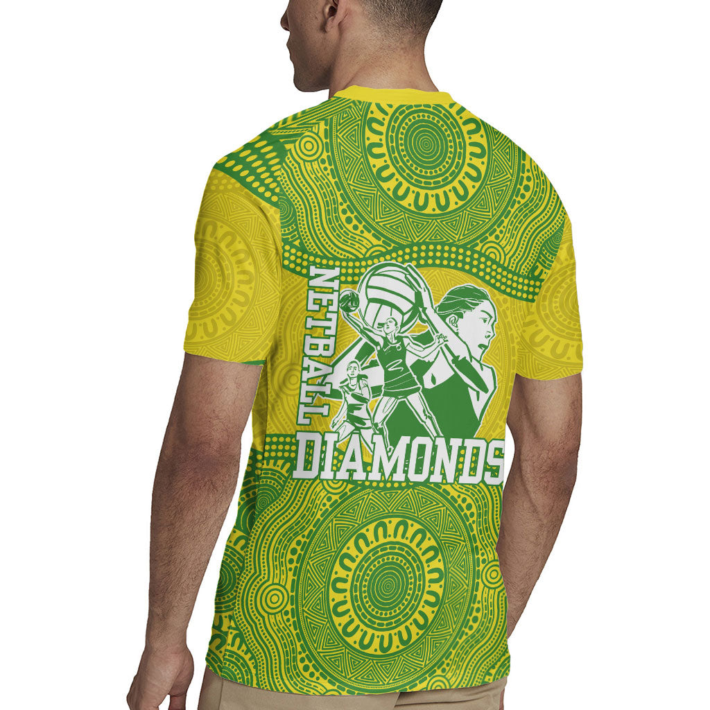 Australian Diamonds Netball Rugby Jersey Indigenous Aboriginal Art Style Dot Pattern Graphics