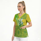 Australian Diamonds Netball Scrub Top Indigenous Aboriginal Art Style Dot Pattern Graphics