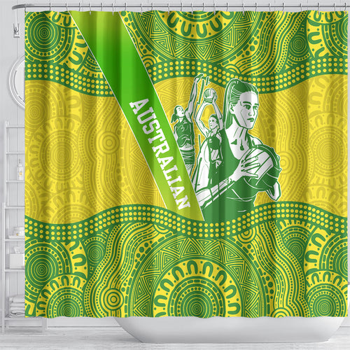 Australian Diamonds Netball Shower Curtain Indigenous Aboriginal Art Style Dot Pattern Graphics