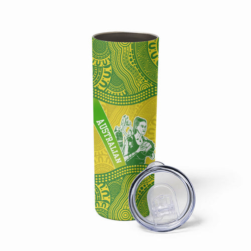 Australian Diamonds Netball Skinny Tumbler Indigenous Aboriginal Art Style Dot Pattern Graphics