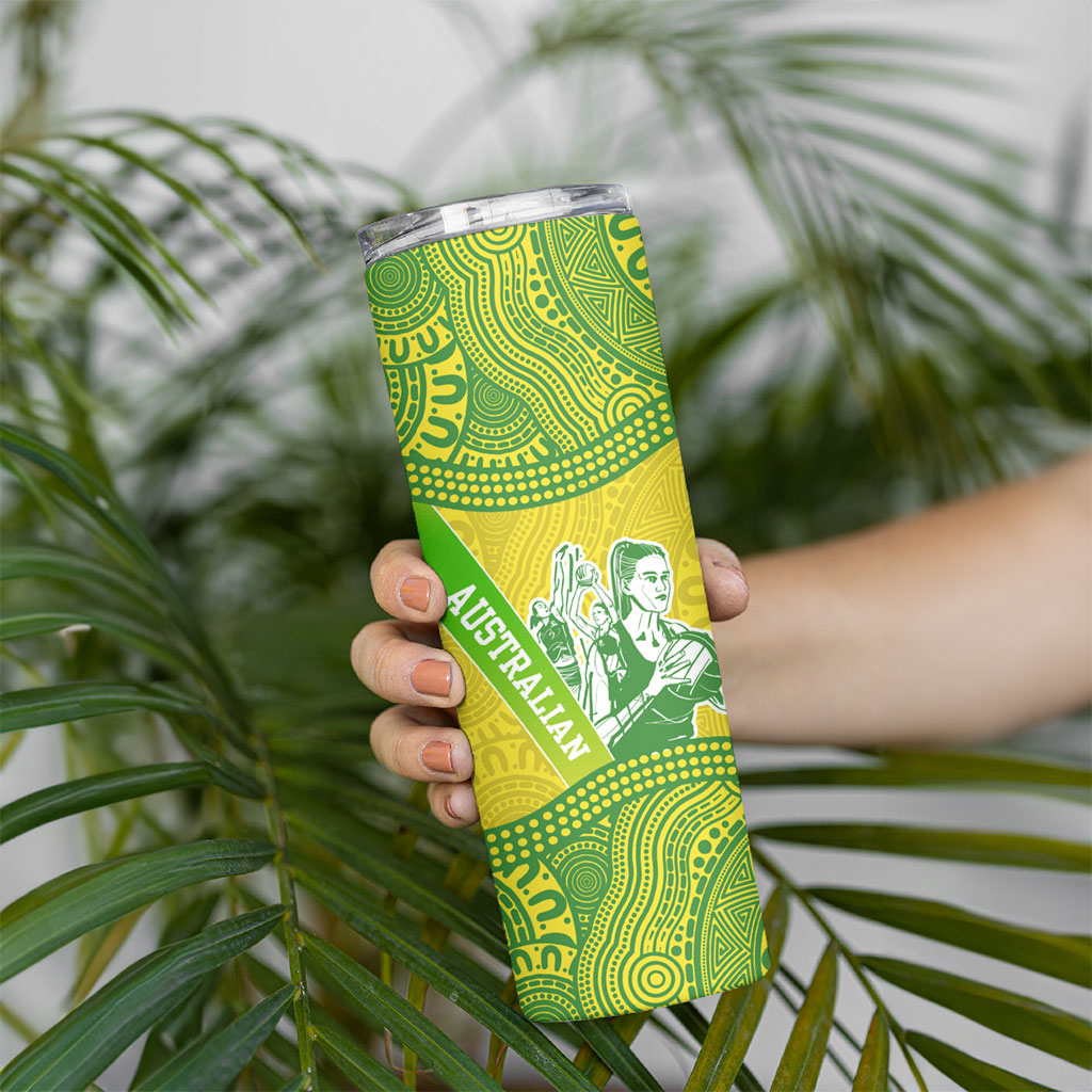 Australian Diamonds Netball Skinny Tumbler Indigenous Aboriginal Art Style Dot Pattern Graphics