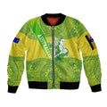 Australian Diamonds Netball Sleeve Zip Bomber Jacket Indigenous Aboriginal Art Style Dot Pattern Graphics