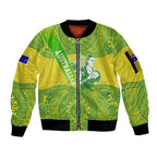 Australian Diamonds Netball Sleeve Zip Bomber Jacket Indigenous Aboriginal Art Style Dot Pattern Graphics