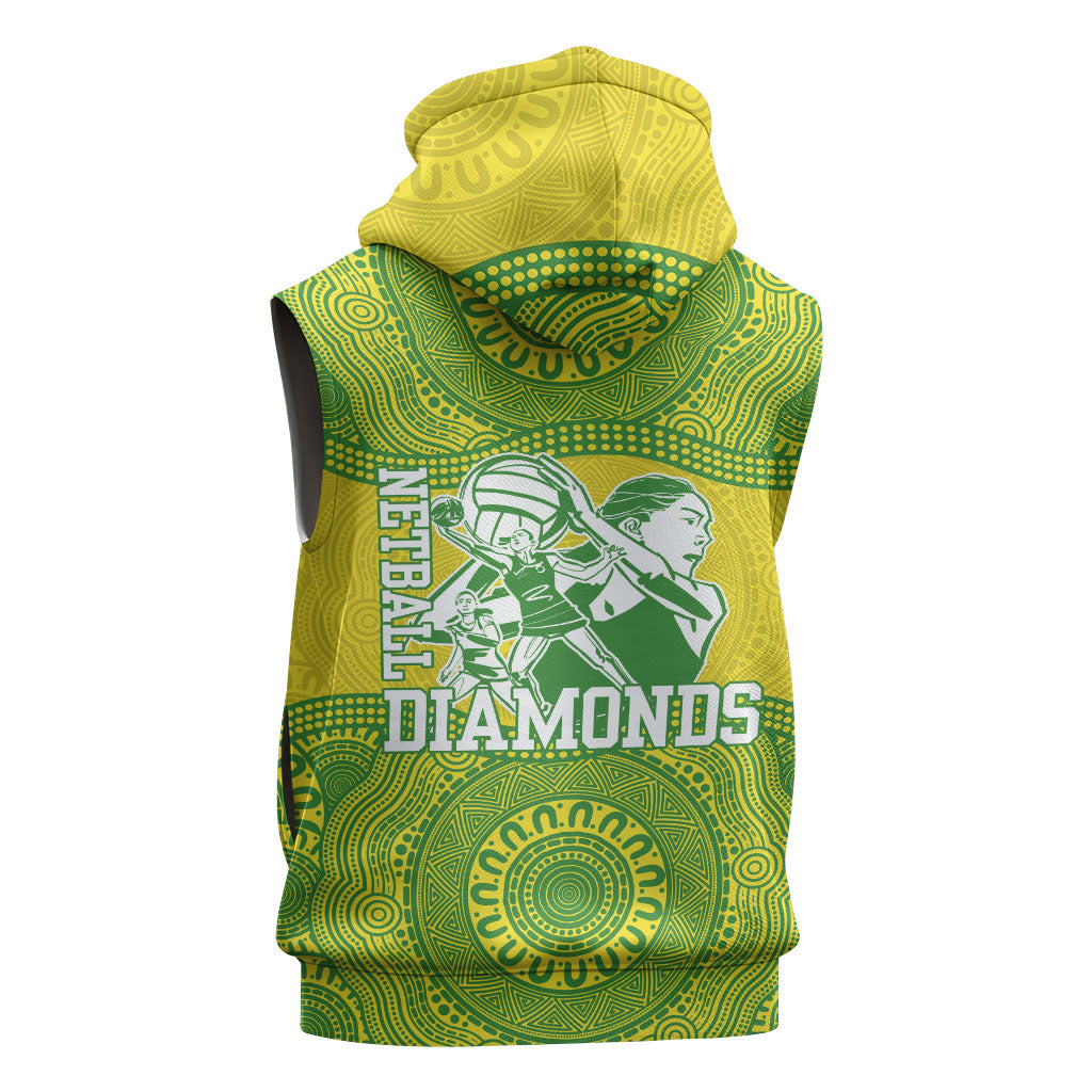 Australian Diamonds Netball Sleeveless Hoodie Indigenous Aboriginal Art Style Dot Pattern Graphics