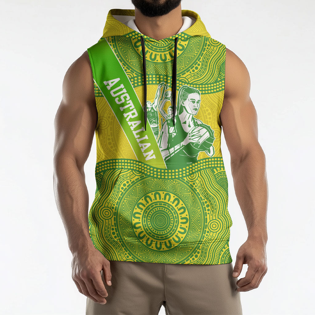 Australian Diamonds Netball Sleeveless Hoodie Indigenous Aboriginal Art Style Dot Pattern Graphics