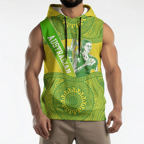 Australian Diamonds Netball Sleeveless Hoodie Indigenous Aboriginal Art Style Dot Pattern Graphics