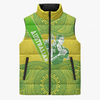 Australian Diamonds Netball Sleeveless Puffer Jacket Indigenous Aboriginal Art Style Dot Pattern Graphics