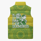 Australian Diamonds Netball Sleeveless Puffer Jacket Indigenous Aboriginal Art Style Dot Pattern Graphics