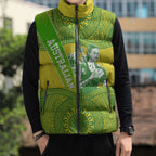 Australian Diamonds Netball Sleeveless Puffer Jacket Indigenous Aboriginal Art Style Dot Pattern Graphics