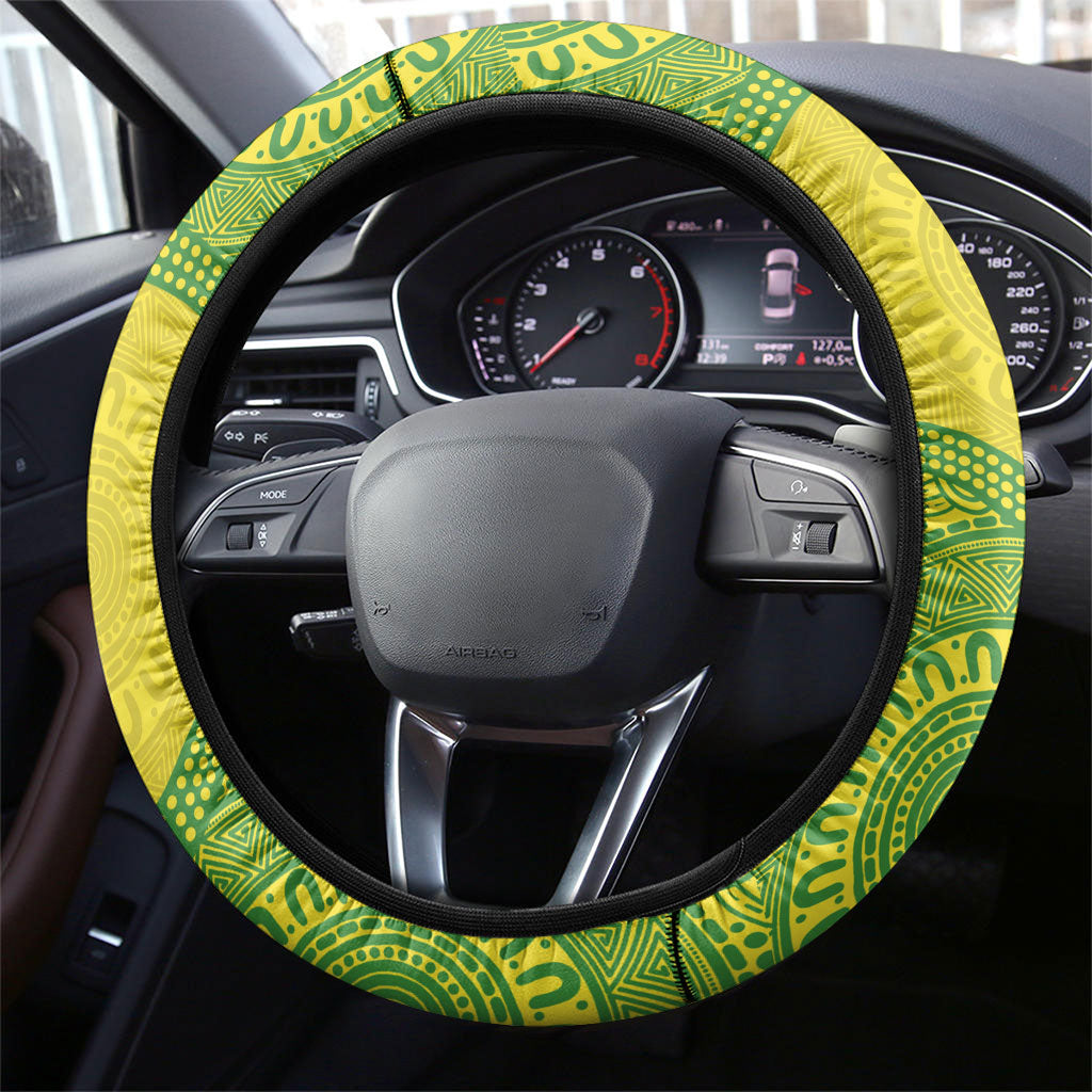 Australian Diamonds Netball Steering Wheel Cover Indigenous Aboriginal Art Style Dot Pattern Graphics