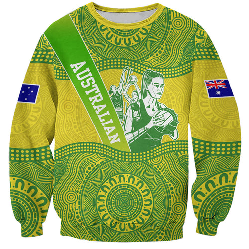 Australian Diamonds Netball Sweatshirt Indigenous Aboriginal Art Style Dot Pattern Graphics
