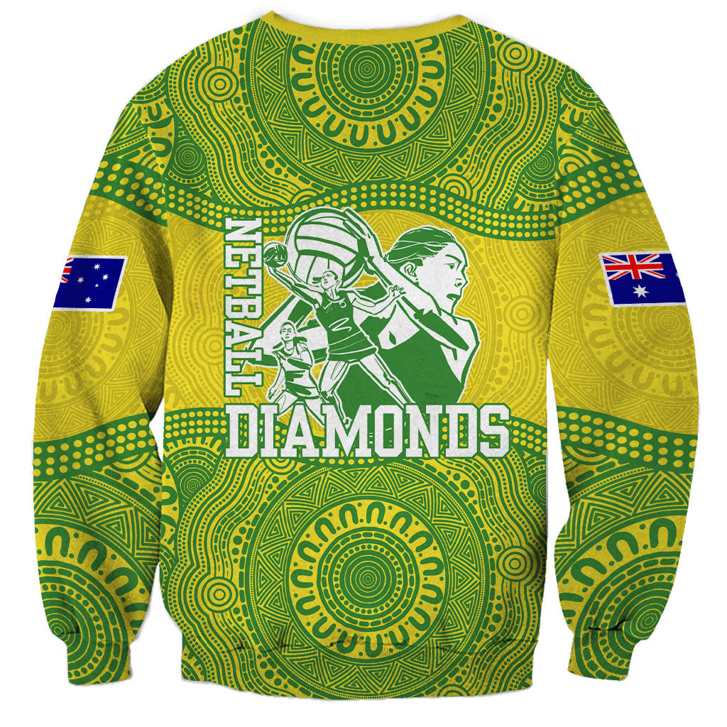 Australian Diamonds Netball Sweatshirt Indigenous Aboriginal Art Style Dot Pattern Graphics