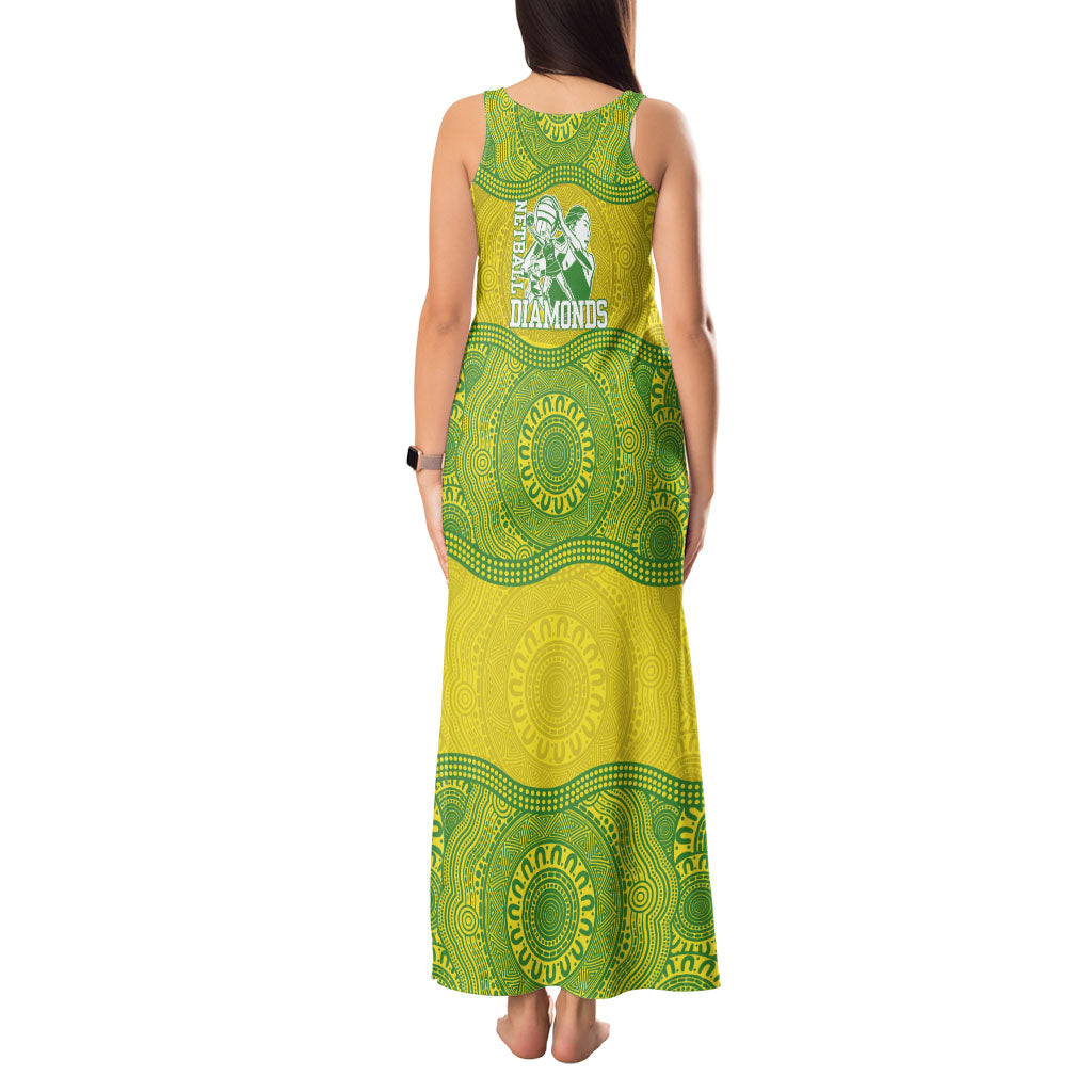 Australian Diamonds Netball Tank Maxi Dress Indigenous Aboriginal Art Style Dot Pattern Graphics