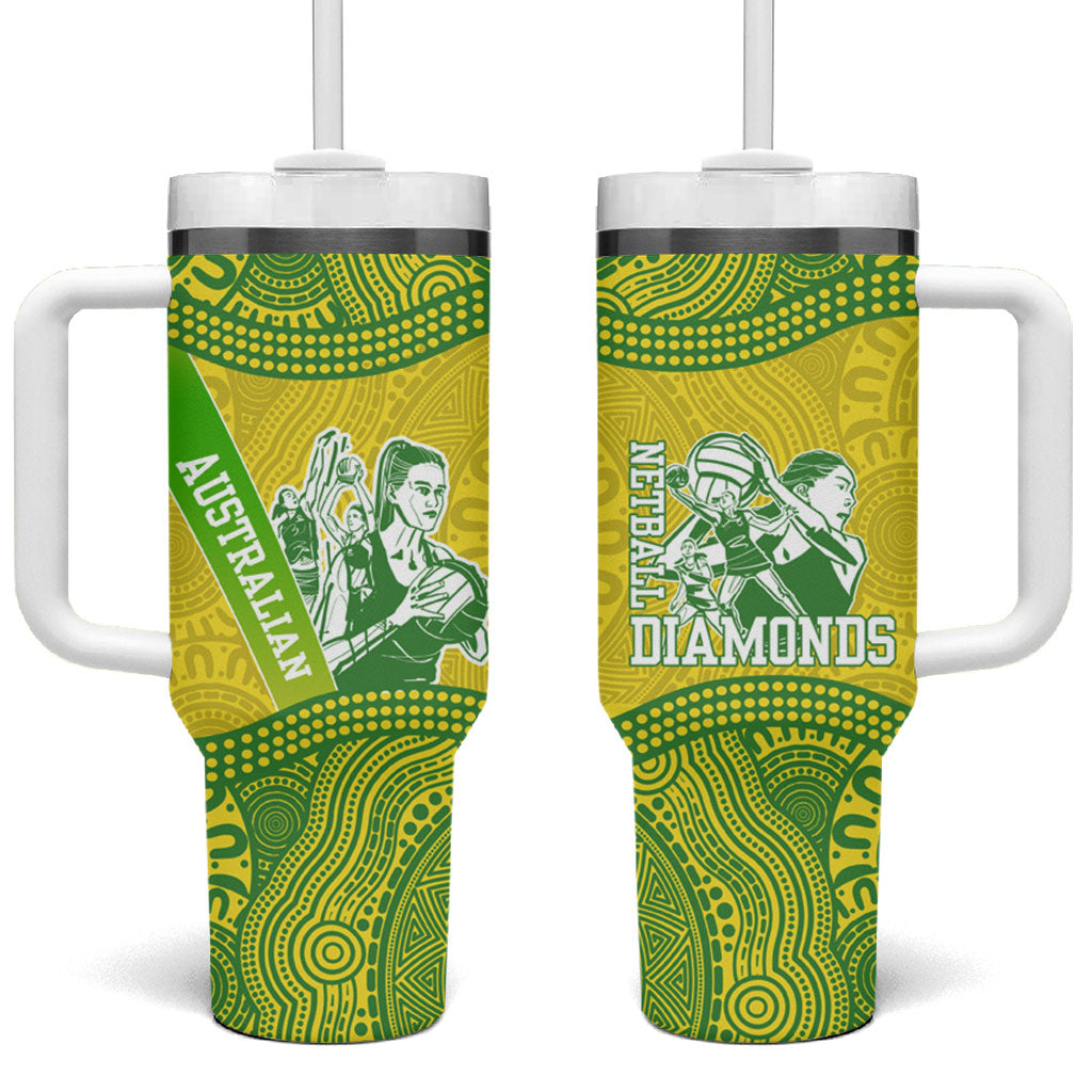 Australian Diamonds Netball Tumbler With Handle Indigenous Aboriginal Art Style Dot Pattern Graphics