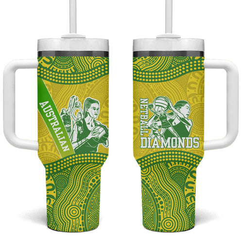 Australian Diamonds Netball Tumbler With Handle Indigenous Aboriginal Art Style Dot Pattern Graphics