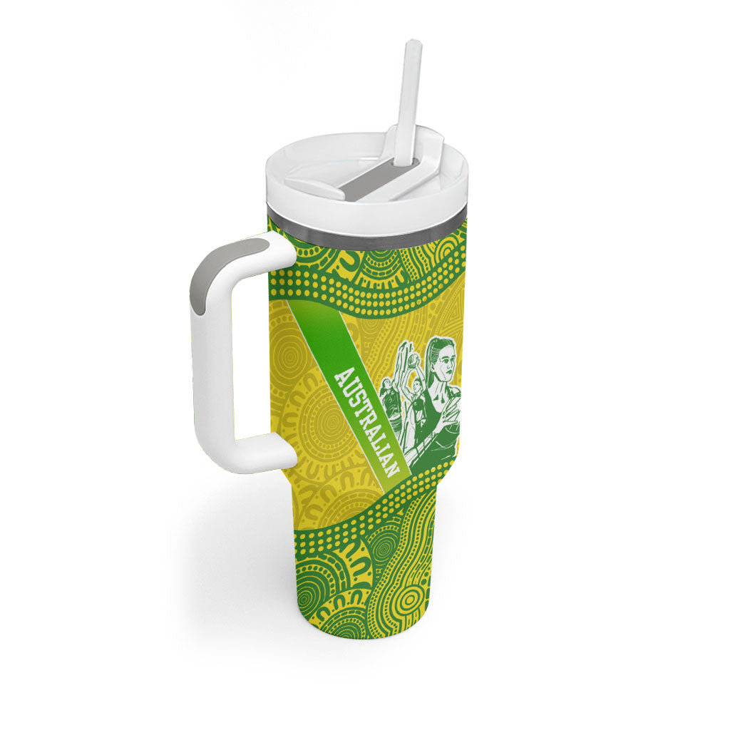 Australian Diamonds Netball Tumbler With Handle Indigenous Aboriginal Art Style Dot Pattern Graphics