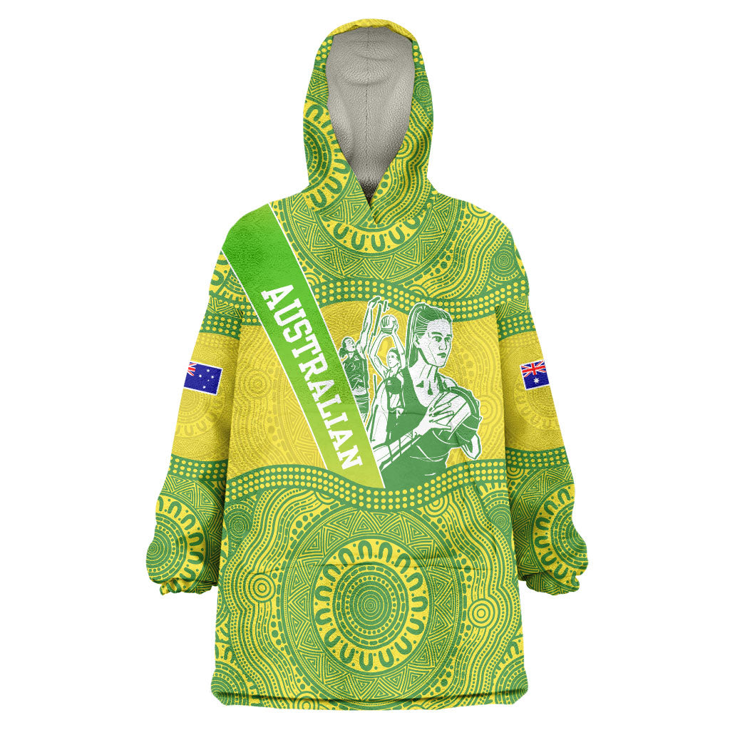 Australian Diamonds Netball Wearable Blanket Hoodie Indigenous Aboriginal Art Style Dot Pattern Graphics