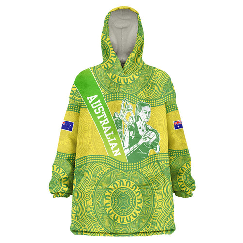 Australian Diamonds Netball Wearable Blanket Hoodie Indigenous Aboriginal Art Style Dot Pattern Graphics
