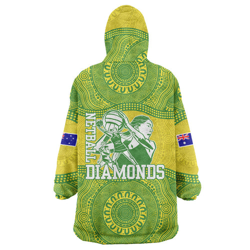 Australian Diamonds Netball Wearable Blanket Hoodie Indigenous Aboriginal Art Style Dot Pattern Graphics