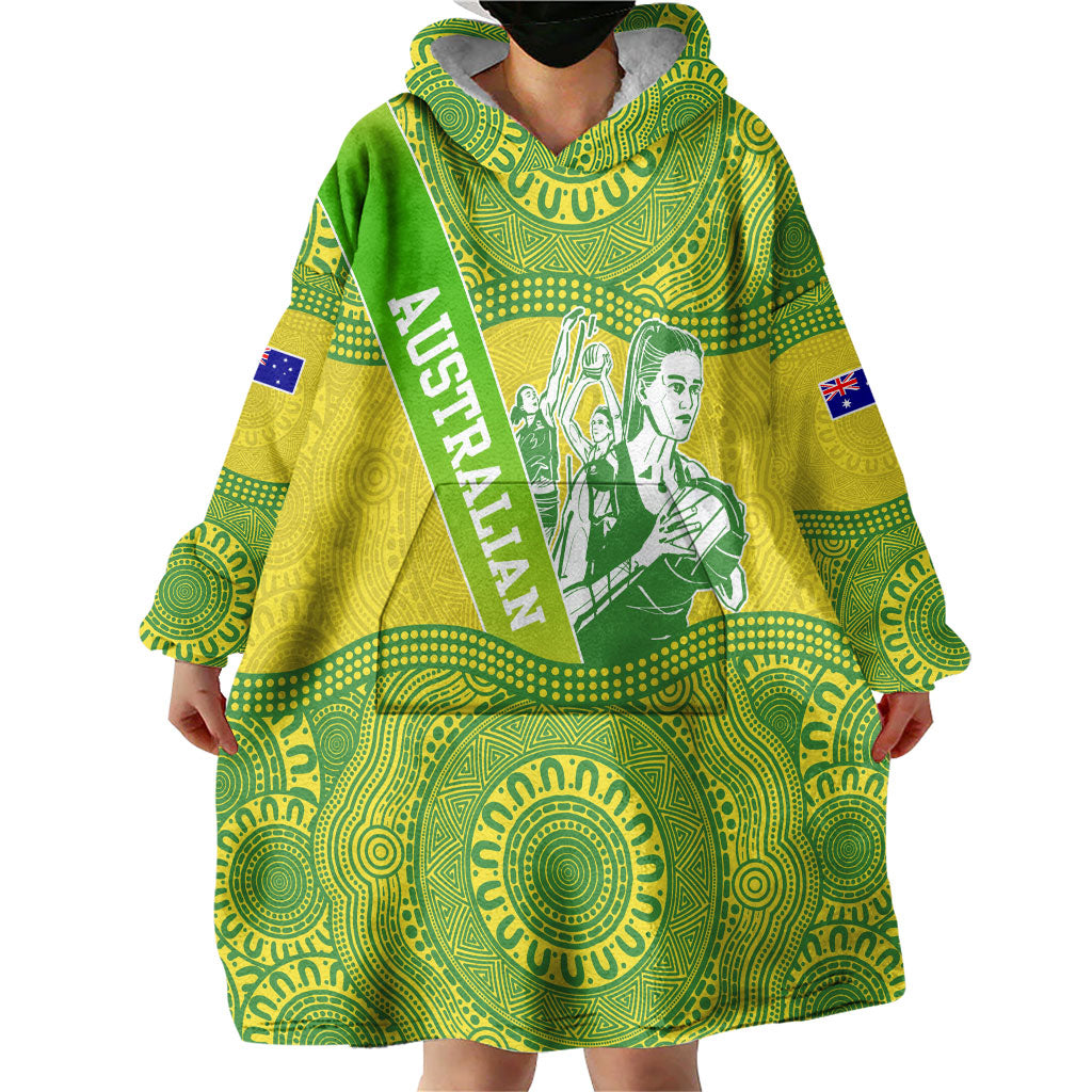 Australian Diamonds Netball Wearable Blanket Hoodie Indigenous Aboriginal Art Style Dot Pattern Graphics