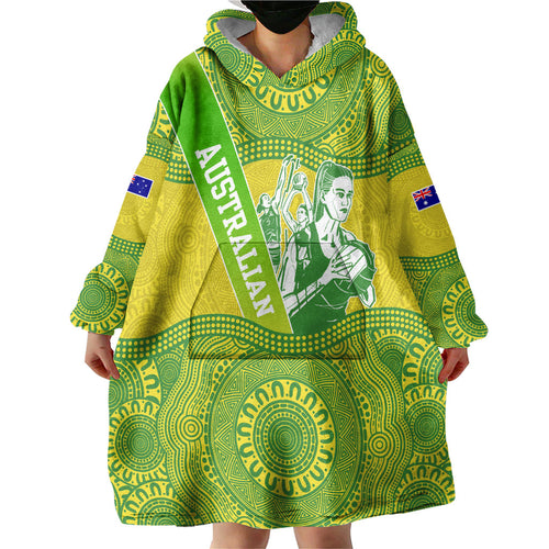 Australian Diamonds Netball Wearable Blanket Hoodie Indigenous Aboriginal Art Style Dot Pattern Graphics