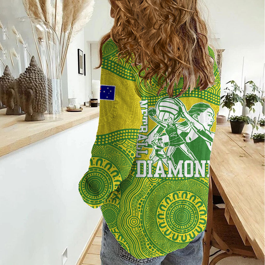 Australian Diamonds Netball Women Casual Shirt Indigenous Aboriginal Art Style Dot Pattern Graphics