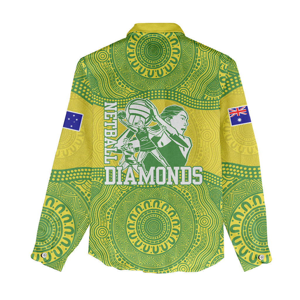 Australian Diamonds Netball Women Casual Shirt Indigenous Aboriginal Art Style Dot Pattern Graphics