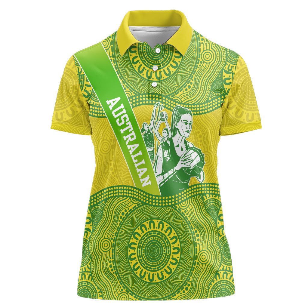 Australian Diamonds Netball Women Polo Shirt Indigenous Aboriginal Art Style Dot Pattern Graphics