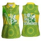 Australian Diamonds Netball Women Sleeveless Polo Shirt Indigenous Aboriginal Art Style Dot Pattern Graphics