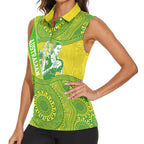 Australian Diamonds Netball Women Sleeveless Polo Shirt Indigenous Aboriginal Art Style Dot Pattern Graphics