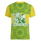 Australian Diamonds Netball Women V-Neck T-Shirt Indigenous Aboriginal Art Style Dot Pattern Graphics