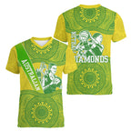 Australian Diamonds Netball Women V-Neck T-Shirt Indigenous Aboriginal Art Style Dot Pattern Graphics