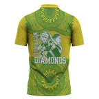 Australian Diamonds Netball Zipper Polo Shirt Indigenous Aboriginal Art Style Dot Pattern Graphics
