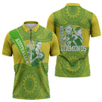 Australian Diamonds Netball Zipper Polo Shirt Indigenous Aboriginal Art Style Dot Pattern Graphics