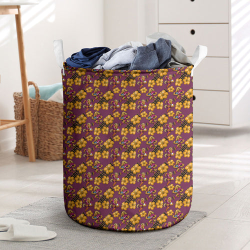 Brisbane Broncos Mascot Laundry Basket Tropical Hibiscus Floral Seamless Rugby Mascot